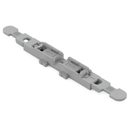 Mounting carrier with strain relief, 1-way, for inline splicing connector with lever, gray