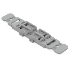Mounting carrier with strain relief, 2-way, for inline splicing connector with lever, gray