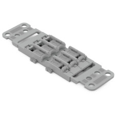 Mounting carrier with strain relief, 3-way, for inline splicing connector with lever, gray