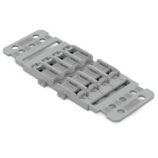 Mounting carrier with strain relief, 4-way, for inline splicing connector with lever, gray