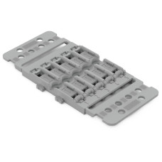 Mounting carrier with strain relief, 5-way, for inline splicing connector with lever, gray