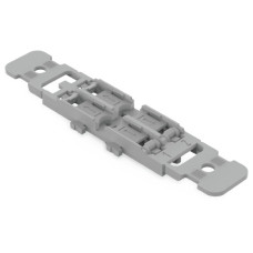 Mounting carrier with strain relief, 2-way, for inline splicing connector with lever, gray