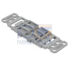 Mounting carrier with strain relief, 3-way, for inline splicing connector with lever, gray