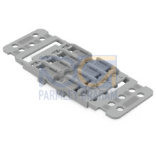 Mounting carrier with strain relief, 4-way, for inline splicing connector with lever, gray