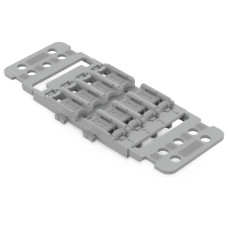 Mounting carrier with strain relief, 4-way, for inline splicing connector with lever, gray