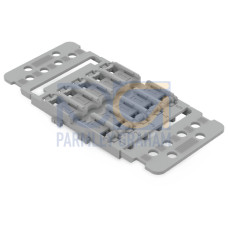 Mounting carrier with strain relief, 5-way, for inline splicing connector with lever, gray