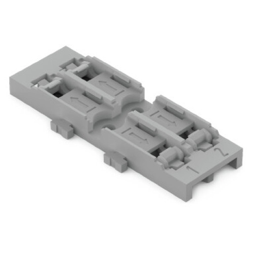Mounting carrier, 2-way, for inline splicing connector with lever, gray