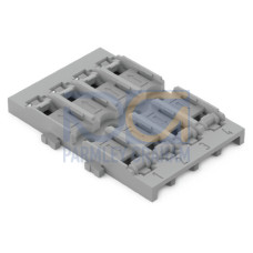 Mounting carrier, 4-way, for inline splicing connector with lever, gray