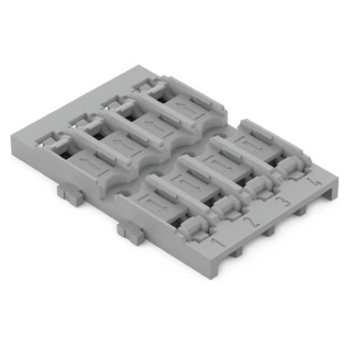 Mounting carrier, 4-way, for inline splicing connector with lever, gray
