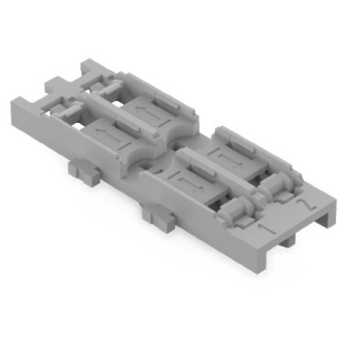 Mounting carrier, 2-way, for inline splicing connector with lever, gray