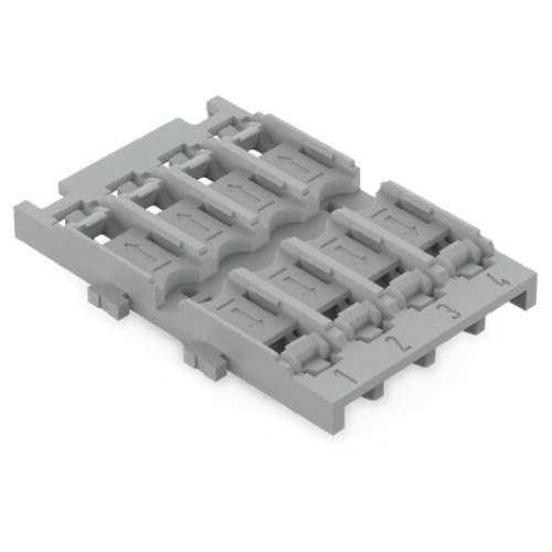 Mounting carrier, 4-way, for inline splicing connector with lever, gray