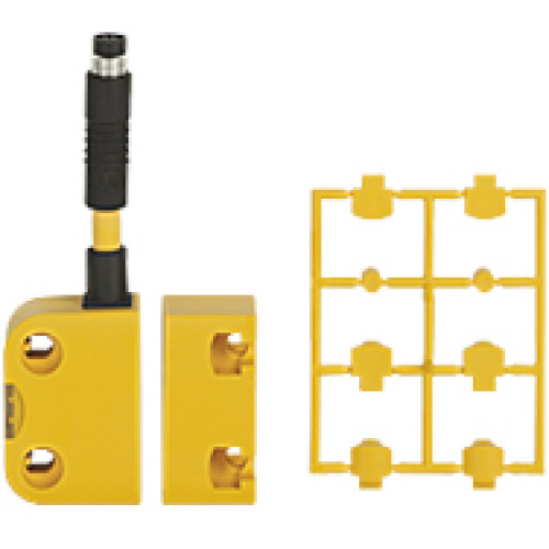 Magnetic safety switch 2 n/o 1 auxiliary contact n/o 8-pin M8 male connector with 50 mm pigtail LED