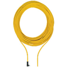 Connection cable, PUR, yellow RAL1003, suitable for drag chains, 8-pin,s ocket angled M8, on open line end, A-coded, cable length: 10m