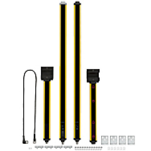 Set of light curtain, bracket and Muting arm L-type in accordance with DIN EN 61496, type 4, 800 mm Supply voltage 24 V, connector M12.