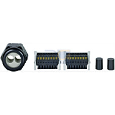 Connector set for safety gate system PSEN sg2c in spring force version with union nut and cable strain relief for cable screw connection. (Spare part).