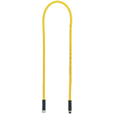 Connection cable, PUR, yellow RAL1003, suitable for drag chains, 8-pin,s ocket straight M8, on connector straight M8, A-coded, cable length: 1m
