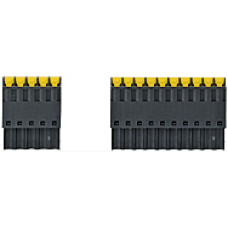 Connector set for compact modules, set consisting of 1-row, 5-pin and 10-pin, spring loaded connection.