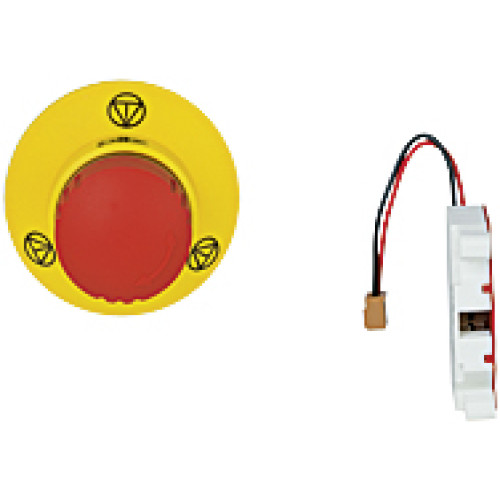 PITestop E-STOP pushbutton IP65, illuminated with E-STOP symbol and with logo and spring-loaded terminals, mounting hole: 22.3 mm.