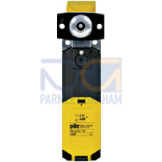 Mechanical safety guard locking device, with radius actuator,interlock principle: Spring force 1500 N, contacts: 1 N/O, 3 N/C,supply voltage 110 - 230 V AC.