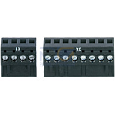 Set plugable screwterminals for 45mm housing, Content: 1piece X1 4pole and X2 8pole.