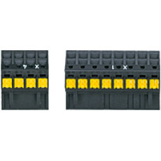 Set plugable spring loaded terminals for 45mm housing, Content: 1piece X1 4pole and X2 8pole.