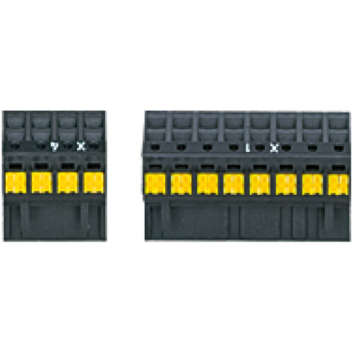 Set plugable spring loaded terminals for 45mm housing, Content: 1piece X1 4pole and X2 8pole.