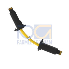 Cordset: Double Ended LP-Custom, 11-pin Straight Male, 11-pin Straight Male, 0.05 m 11x24 Yellow PVC Jacket, Nylon Black Coupling Nuts