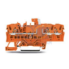 3-conductor disconnect/test terminal block, with push-button, with test option, orange