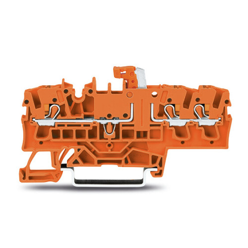 3-conductor disconnect/test terminal block, with push-button, with test option, orange