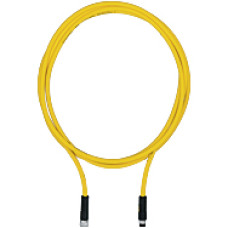 Connection cable, PUR, yellow RAL1003, suitable for drag chains, 8-pin,s ocket straight M8, on connector straight M8, A-coded, cable length: 5m