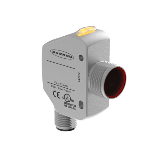 Q4X Series: Laser Adjustable Field, Range: 600, Input 12-30 V dc, Output: Analog: 4-20 mA, 5-pin M12 Integral QD