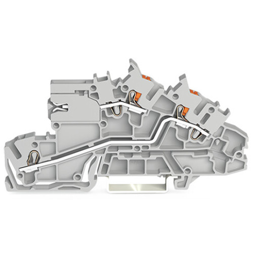 Multilevel installation terminal block, with operating slots and push-button, 2.5 mm&sup2;, gray