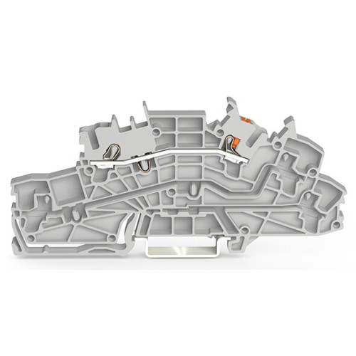 Multilevel installation terminal block, with operating slots and push-button, 2.5 mm&sup2;, gray