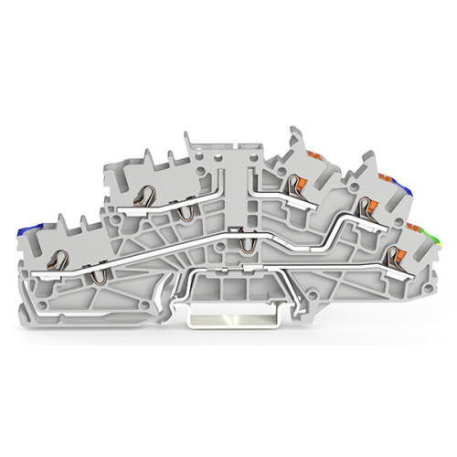 Multilevel installation terminal block, with operating slots and push-button, 2.5 mm&sup2;, gray