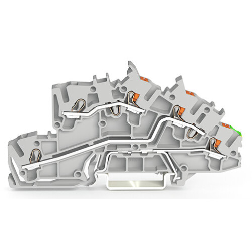 Multilevel installation terminal block, with operating slots and push-button, 2.5 mm&sup2;, gray