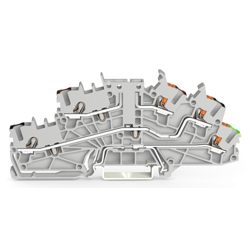 Multilevel installation terminal block, with operating slots and push-button, 2.5 mm&sup2;, gray