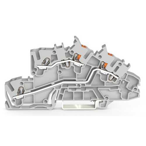 Multilevel installation terminal block, with operating slots and push-button, 2.5 mm&sup2;, gray
