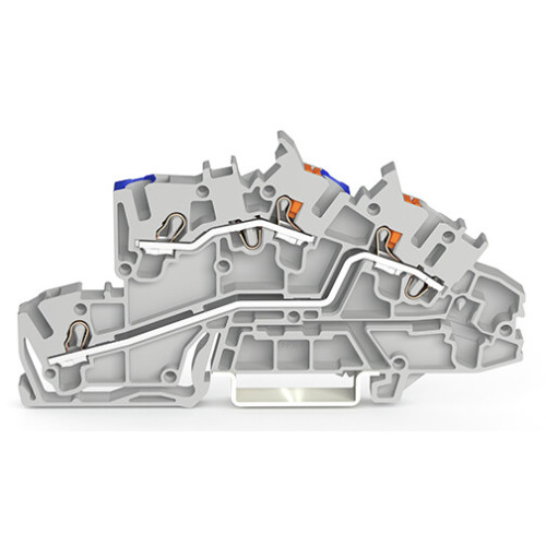 Multilevel installation terminal block, with operating slots and push-button, 2.5 mm&sup2;, gray