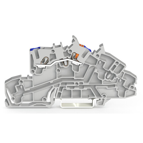 Multilevel installation terminal block, with operating slots and push-button, 2.5 mm&sup2;, gray
