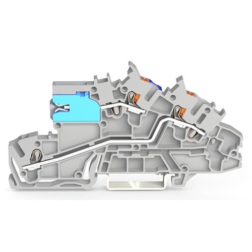 Multilevel installation terminal block, with operating slots and push-button, 2.5 mm&sup2;, gray