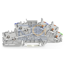 Multilevel installation terminal block, with operating slots and push-button, 2.5 mm&sup2;, gray