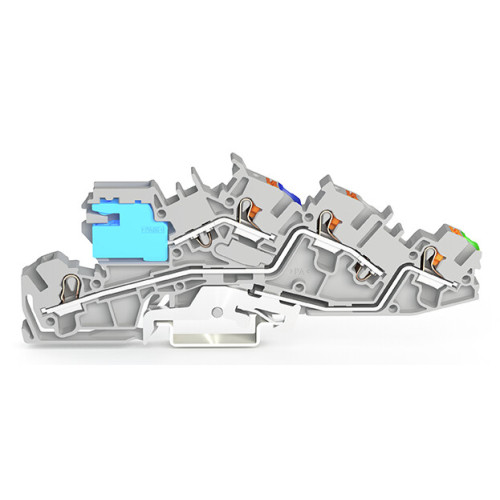 Multilevel installation terminal block, with operating slots and push-button, 4 mm&sup2;, gray