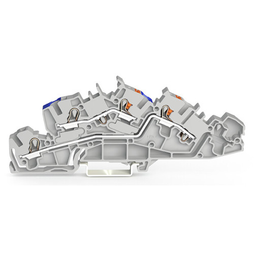 Multilevel installation terminal block, with operating slots and push-button, 4 mm&sup2;, gray