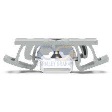 Mounting foot with screw, for DIN-15 rail, can be screwed on terminal blocks with fixing flange, gray