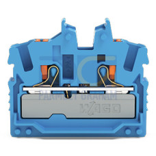 2-conductor miniature through terminal block, with push-button, 2.5 mm&sup2;, blue