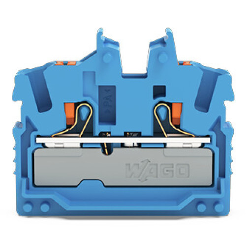 2-conductor miniature through terminal block, with push-button, 2.5 mm&sup2;, blue