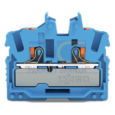 2-conductor miniature through terminal block, with push-button, 2.5 mm&sup2;, blue