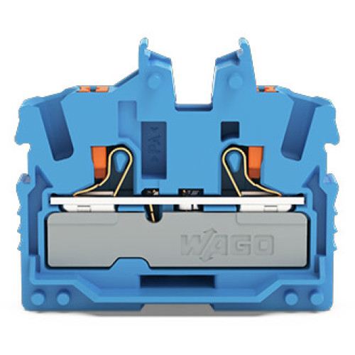2-conductor miniature through terminal block, with push-button, 2.5 mm&sup2;, blue