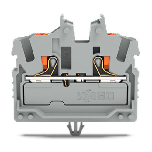 2-conductor miniature through terminal block, with push-button, 2.5 mm&sup2;, gray