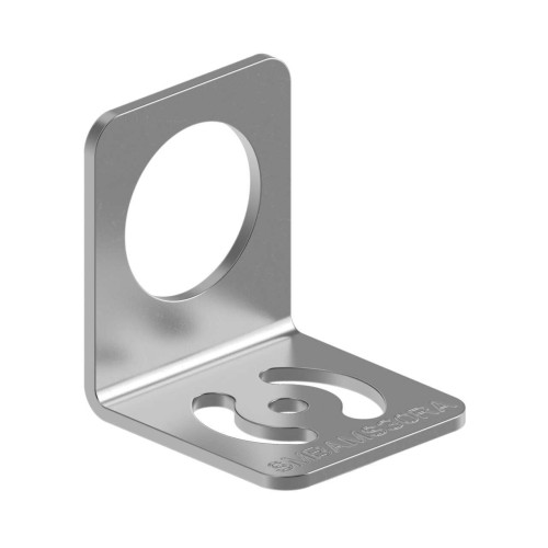 Bracket: 30 Right-Angle, Material: 12 Gauge cold rolled steel, Curved mounting slot for versatility/orientation